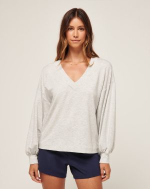 Cloud Terry Vneck Top