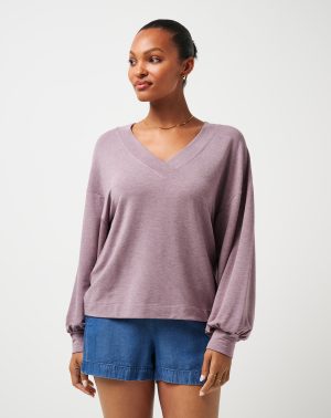 Cloud Terry Vneck Top