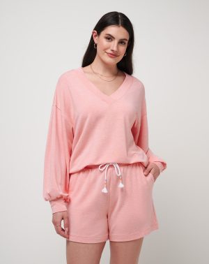 Cloud Terry Vneck Top