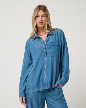 Chambray Button Down Long Sleeve