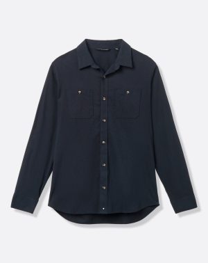 Cloud Flannel Button-Up