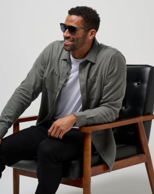 Cloud Flannel Button-Up