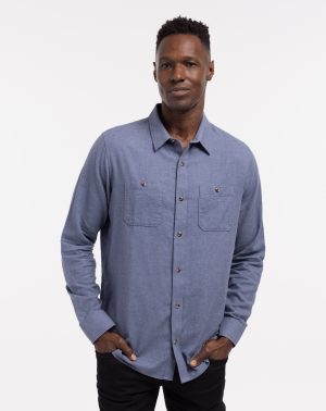 Cloud Flannel Button-Up