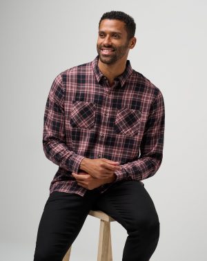 Cloud Flannel Plaid Button-Up