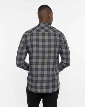 Cloud Flannel Plaid Button-Up