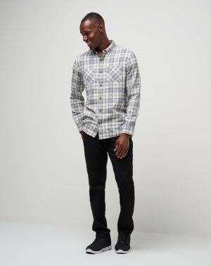 Cloud Flannel Plaid Button-Up