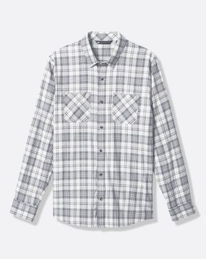 Cloud Flannel Plaid Button-Up