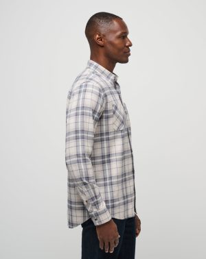 Cloud Flannel Plaid Button-Up