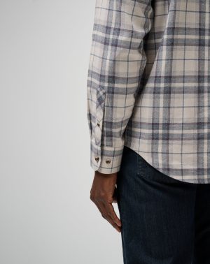 Cloud Flannel Plaid Button-Up