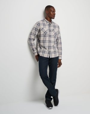 Cloud Flannel Plaid Button-Up