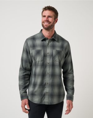 Cloud Flannel Plaid Button-Up
