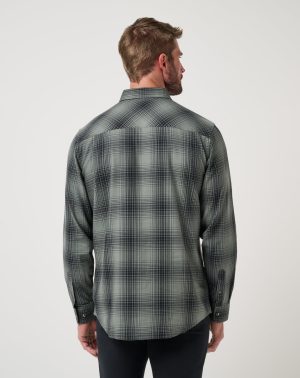 Cloud Flannel Plaid Button-Up