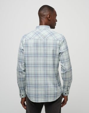 Cloud Flannel Plaid Button-Up