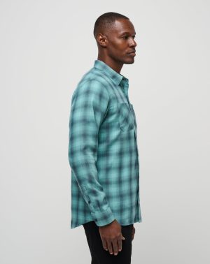 Cloud Flannel Plaid Button-Up