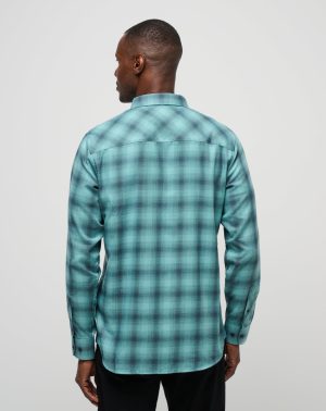 Cloud Flannel Plaid Button-Up