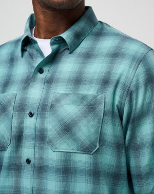 Cloud Flannel Plaid Button-Up