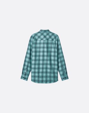 Cloud Flannel Plaid Button-Up