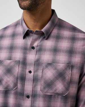 Cloud Flannel Plaid Button-Up