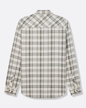 Cloud Flannel Plaid Button-Up