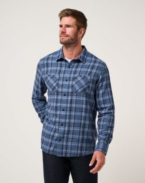 Cloud Flannel Plaid Button-Up