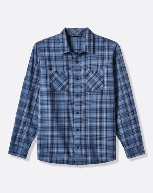Cloud Flannel Plaid Button-Up