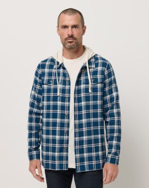 Cloud Flannel Hooded Button-Up