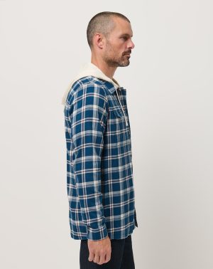 Cloud Flannel Hooded Button-Up