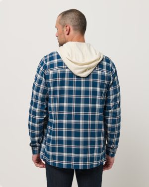 Cloud Flannel Hooded Button-Up