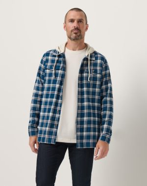 Cloud Flannel Hooded Button-Up